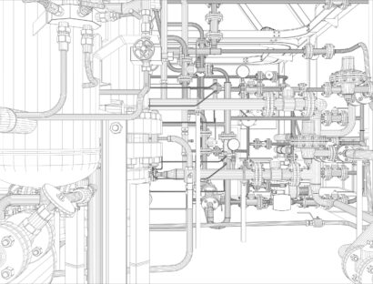 Industrial equipment, tubes and valves. Vector rendering from 3d